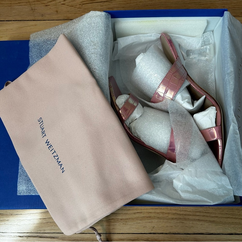 NWB Stuart Weitzman Women's Kristal Sandals pink heels size 38 7.5B - Picture 3 of 15